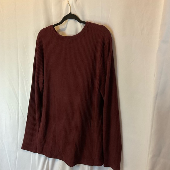 Women’s Plus Size Burgundy Waffle Knit Long Sleeves with side knot size 2XL - Picture 6 of 9